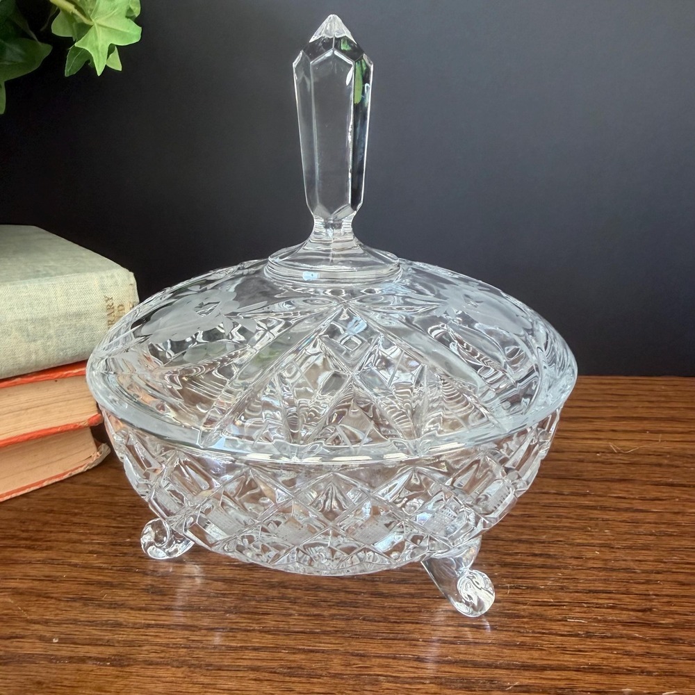 Stunning Vintage Anna Hütte Lead Crystal Candy Dish